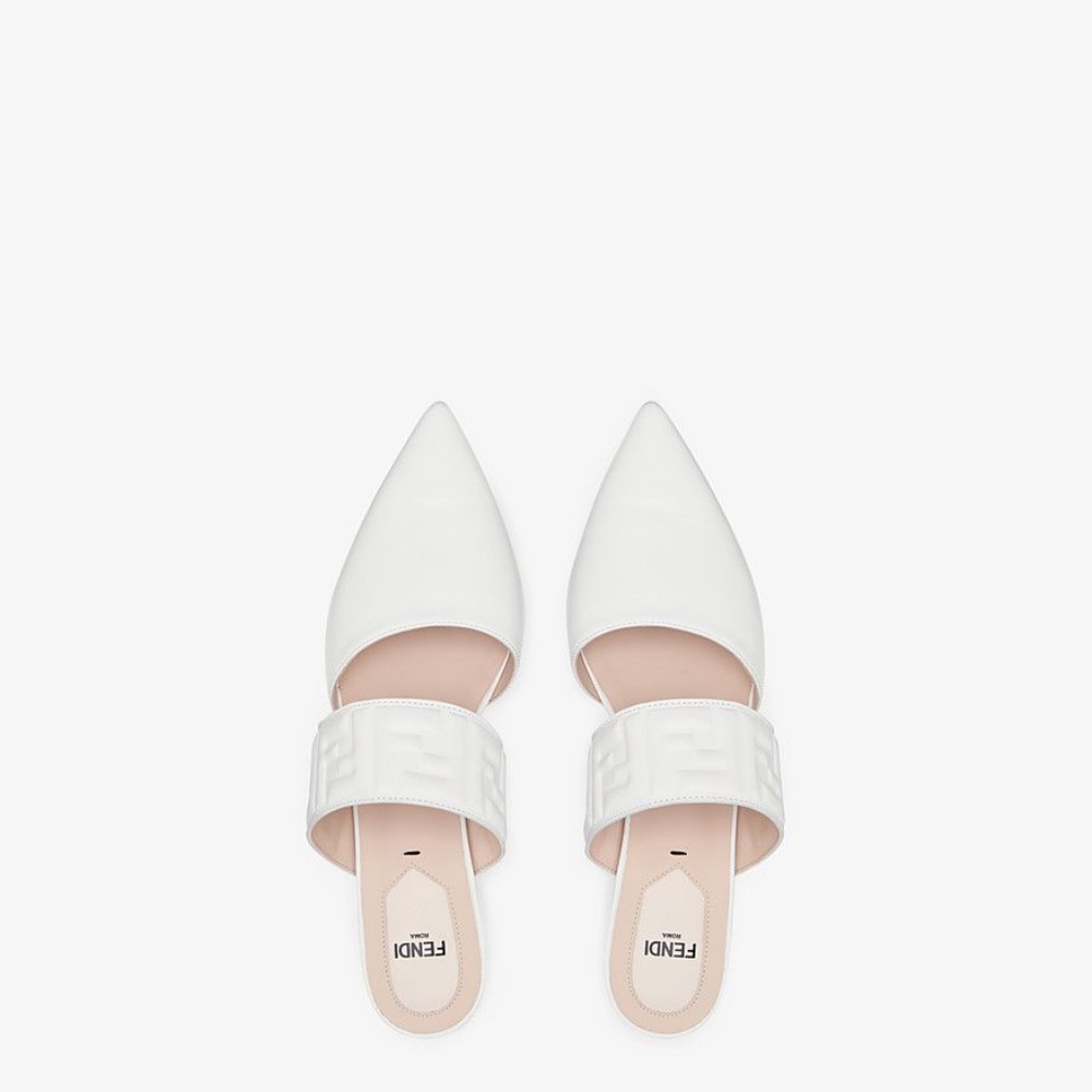 Fendi Sabot Slides Mules White $790 8.5 39